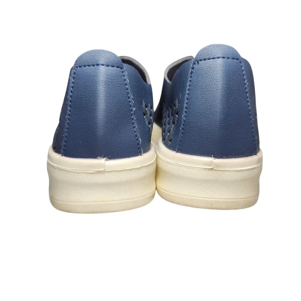 Spring Step Flexus Centrics Slip On Shoe Sneaker Vegan Leather Navy Blue Foam 40